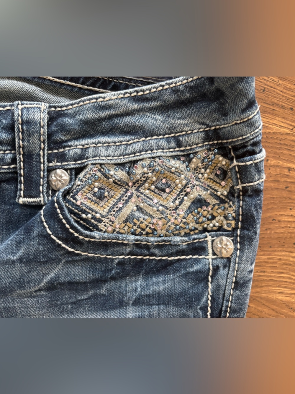 Miss Me Distressed Medium Blue Denim Jeans - Picture 7 of 13